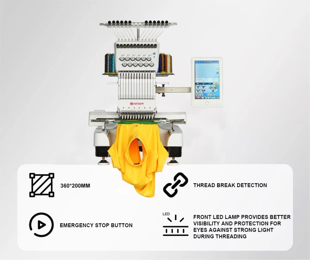 MFS1200 New Single Head Computer Embroidery Machine with Quality Cap T-Shirt Embroidery